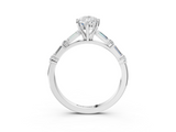 White gold Pear Solitaire with Side Baguettes and Channel Set Band_82