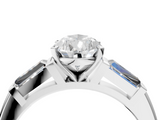 White gold Pear Solitaire with Tapered Baguette Side Stones on a Classic Band with Six-Prong Setting_169