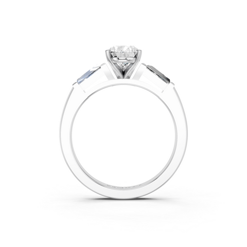 White gold Pear Solitaire with Tapered Baguette Side Stones on a Classic Band with Six-Prong Setting_87
