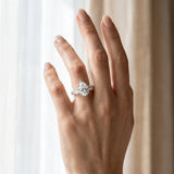 White gold Pear Three-Stone Diamond Ring with Pavé Band and Four-Prong Setting_18