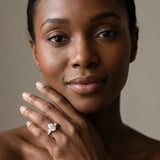 White gold Pear Three-Stone Diamond Ring with Pavé Band and Four-Prong Setting_19