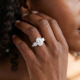 White gold Pear Three-Stone Diamond Ring with Pavé Band and Four-Prong Setting_20