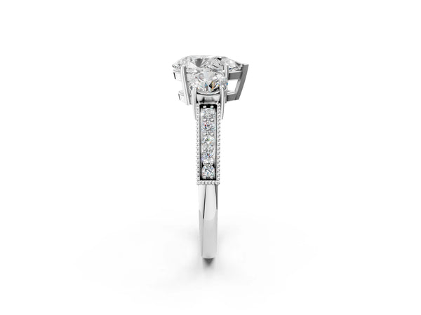 Platinum Pear-Shaped Graduated Three Stone Engagement Ring Setting