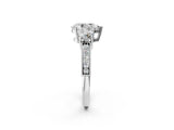 White gold Pear Three-Stone Diamond Ring with Pavé Band and Four-Prong Setting_8