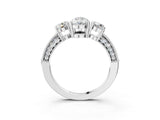 White gold Pear Three-Stone Diamond Ring with Pavé Band and Four-Prong Setting_9
