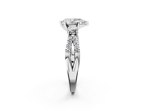 White gold Pear Three-Stone Diamond Ring with Pavé Split Shank and Four-Prong Setting_53