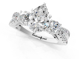 White gold Pear Three-Stone Diamond Ring with Pavé Split Shank and Four-Prong Setting_86