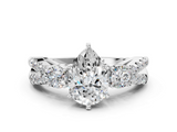 White gold Pear Three-Stone Diamond Ring with Pavé Split Shank and Four-Prong Setting_87