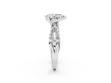 White gold Pear Three-Stone Diamond Ring with Pavé Split Shank and Four-Prong Setting_87