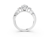 White gold Pear Three-Stone Diamond Ring with Pavé Split Shank and Four-Prong Setting_90