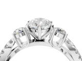 White gold Pear Three-Stone Diamond Ring with Pavé Split Shank and Four-Prong Setting_91
