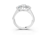 White gold Pear Three-Stone Diamond Ring with Prong Setting on a Classic Band_18