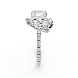 White gold Pear and Cushion Toi Moi Ring with Prong Setting and Micro Pave Band_1