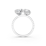 White gold Pear and Cushion Toi Moi Ring with Prong Setting and Micro Pave Band_2