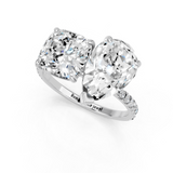 White gold Pear and Cushion Toi Moi Ring with Prong Setting and Micro Pave Band