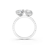 White gold Pear and Cushion Toi Moi Ring with Prong Setting and Pave Band 3