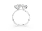 White gold Pear and Cushion Toi Moi Ring with Prong Setting and Plain Band 3