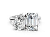 White gold Pear and Emerald Cut Toi Moi Ring with Prong Setting_67
