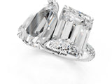 White gold Pear and Emerald Toi Moi Ring with Prong Setting and Micro Pave Band_13