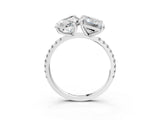 White gold Pear and Emerald Toi Moi Ring with Prong Setting and Micro Pave Band_15