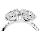White gold Pear and Emerald Toi Moi Ring with Prong Setting and Micro Pave Band_16
