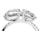 White gold Pear and Emerald Toi Moi Ring with Prong Setting and Pave Band 4