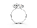 White gold Pear and Emerald Toi Moi Ring with Prong Setting and Plain Band_39