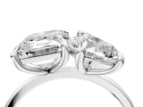 White gold Pear and Emerald Toi Moi Ring with Prong Setting and Plain Band_40