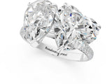 White gold Pear and Heart Toi Moi Ring with Prong Setting and Micro Pave Band 2