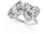 White gold Pear and Heart Toi Moi Ring with Prong Setting and Pave Band 1