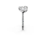 White gold Pear and Heart Toi Moi Ring with Prong Setting and Pave Band 2