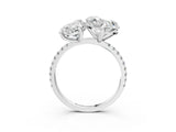 White gold Pear and Heart Toi Moi Ring with Prong Setting and Pave Band 3