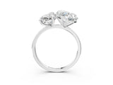 White gold Pear and Heart Toi Moi Ring with Prong Setting and Plain Band 3