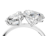 White gold Pear and Heart Toi Moi Ring with Prong Setting and Plain Band 4