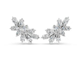 White gold Pear and Marquise Diamond Cluster Stud Earrings