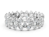 White gold Pear and Marquise Diamond Floral Promise Ring