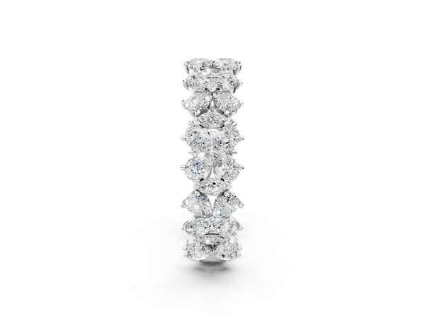 Platinum Pear and Marquise Diamond Floral Promise Ring