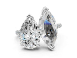 White gold Pear and Marquise Toi Moi Ring with Prong Setting and Micro Pave Band