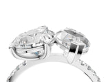 White gold Pear and Princess Toi Moi Ring with Prong Setting and Micro Pave Band 4