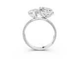 White gold Pear and Princess Toi Moi Ring with Prong Setting and Pave Band 3