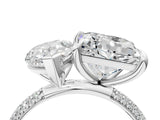 White gold Pear and Princess Toi Moi Ring with Prong Setting and Pave Band 4