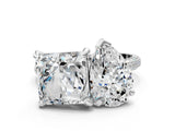 White gold Pear and Princess Toi Moi Ring with Prong Setting and Pave Band