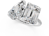 White gold Pear and Radiant Toi Moi Ring with Prong Setting and Pave Band_18