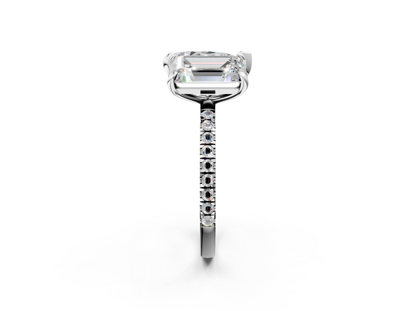 White Gold Pear-Shaped and Emerald Cut Lab-Grown Diamond Toi et Moi Ring