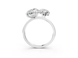 White gold Pear and Radiant Toi Moi Ring with Prong Setting and Plain Band 5