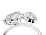 White gold Pear and Radiant Toi Moi Ring with Prong Setting and Plain Band 6