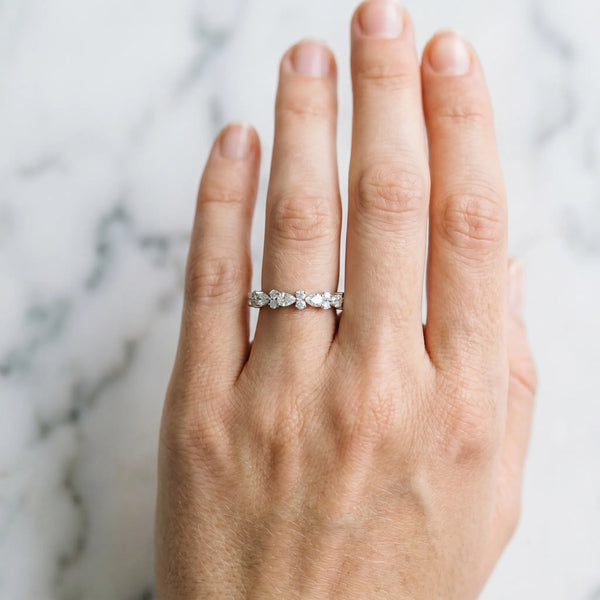 White gold Pear and Round Diamond Wedding Band