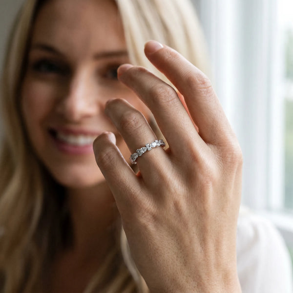 White gold Pear and Round Diamond Wedding Band