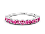 White gold Pear and Round Pink Sapphire Wedding Band_18