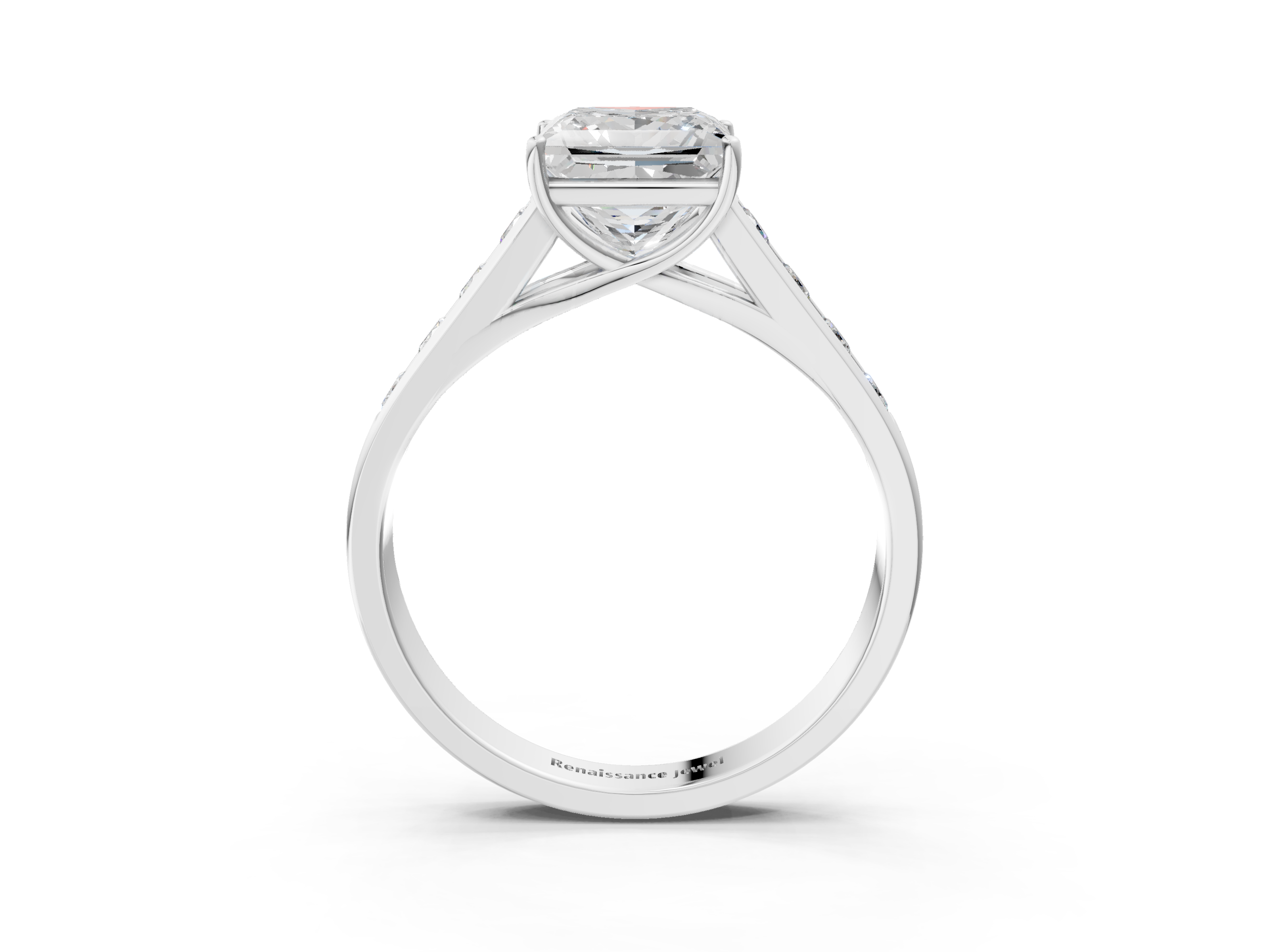 White gold Princess Brilliant Channel-Set Solitaire Ring with Four-Prong Setting_23